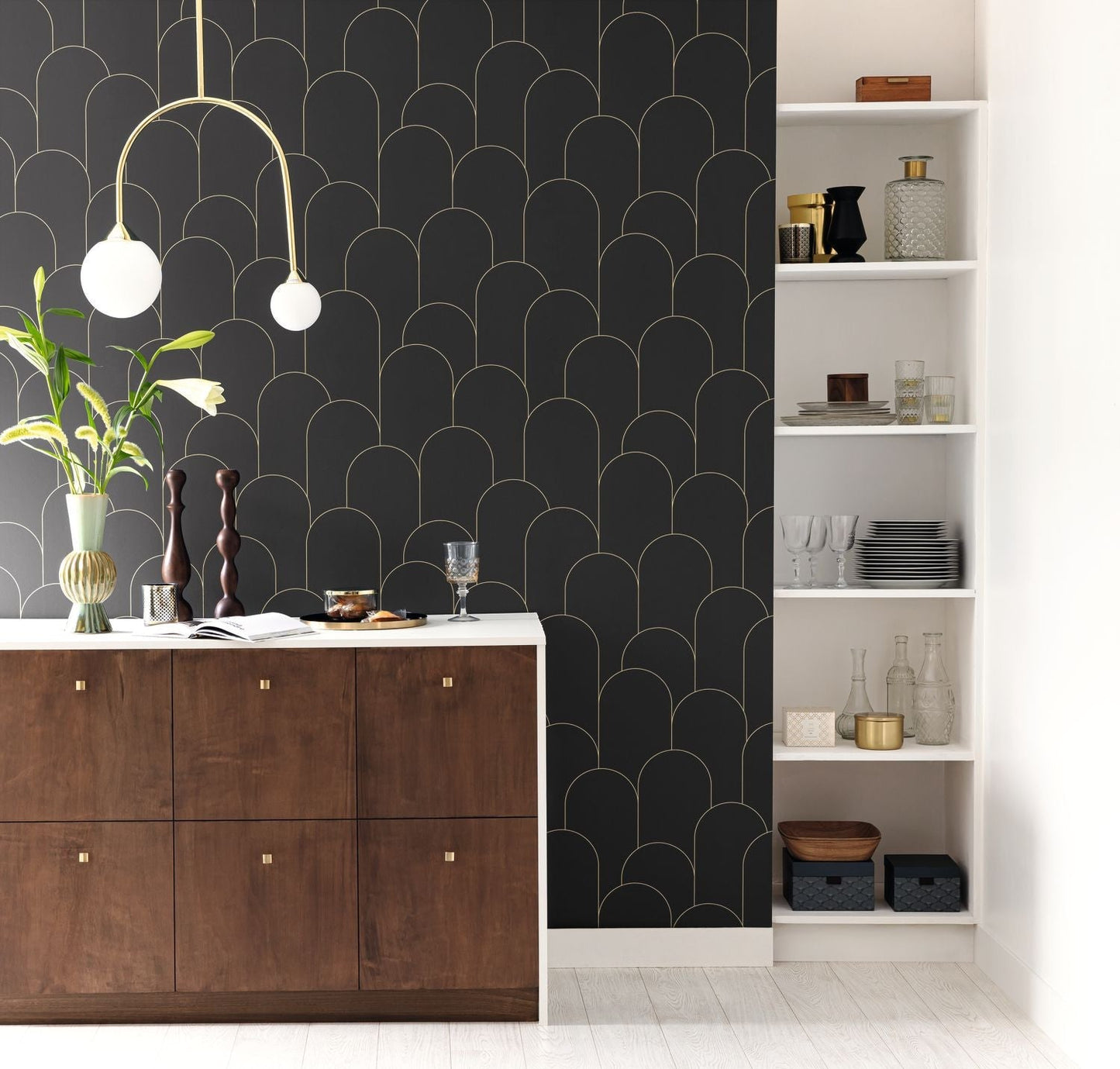Ornament Wallpaper - Noir - Caselio - 105289020 - Premier Wallcovering