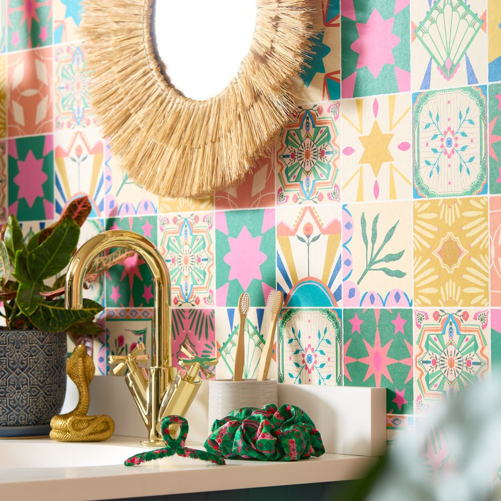 Out on the Tiles Wallpaper - Summer Brights - Lust Home - LH900484 - Premier Wallcovering