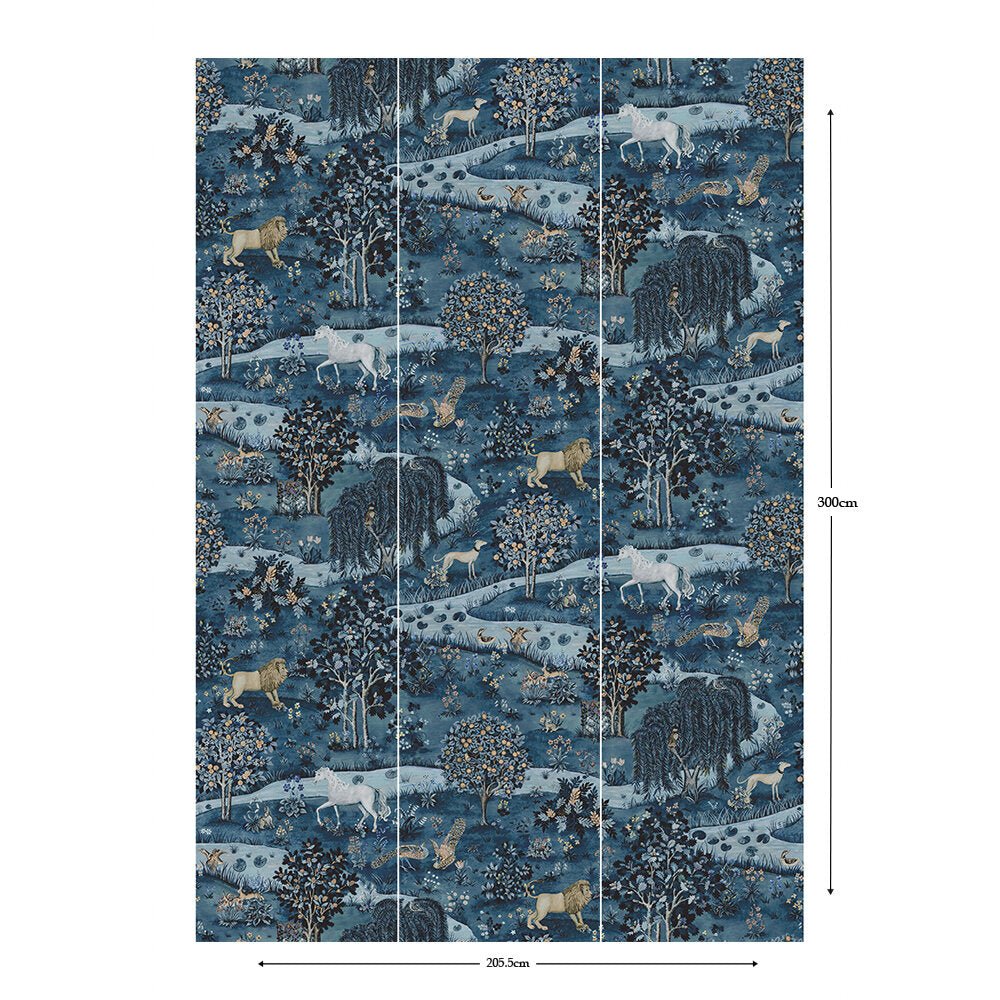 Owl & Willow Wallpaper Mural - Indigo - 217406 - Morris Wallpaper WD - Premier Wallcovering
