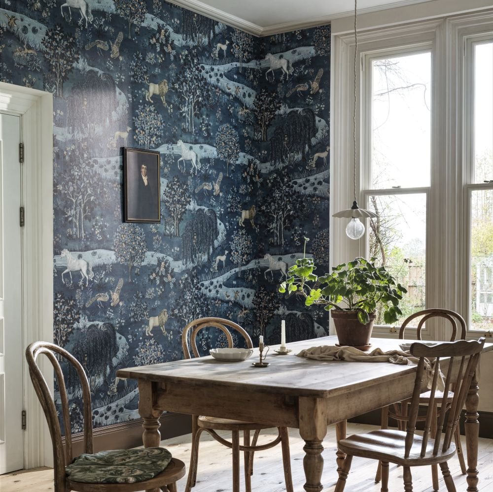 Owl & Willow Wallpaper Mural - Indigo - 217406 - Morris Wallpaper WD - Premier Wallcovering