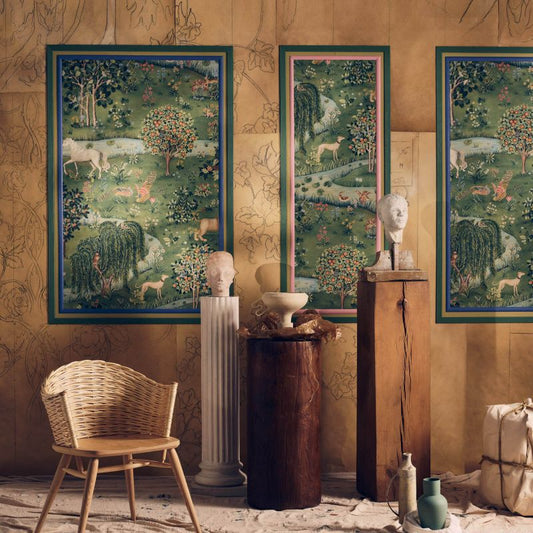 Owl & Willow Wallpaper - Bayleaf/Orange - 217055 - Morris & Co - Premier Wallcovering