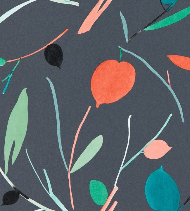 Oxalis Wallpaper - Pimento / Marine - NZAW111997 - Scion - Premier Wallcovering