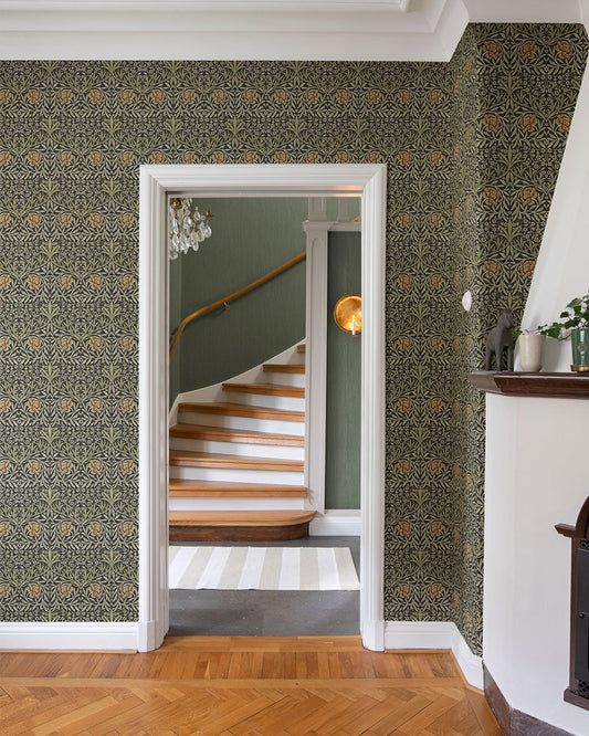 Oxford Union Wallpaper - Black / Green - Midbec - 82048 - Premier Wallcovering