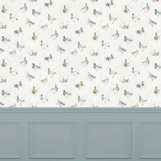 Paddling Ducks Wallpaper - Cream - Voyage Maison - PADDLIN/WPO/CRE - Premier Wallcovering