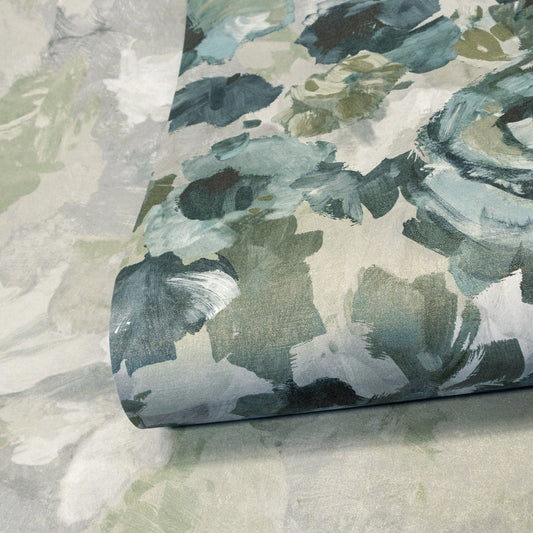 Paeonia Twin Julie Feels Home Wall Mural - Smaragd Grey - Hohenberger - 26955 - Premier Wallcovering