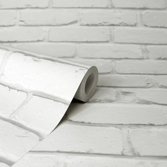 Painted Brick Wallpaper - White - Fine Décor - FD43600 - Premier Wallcovering