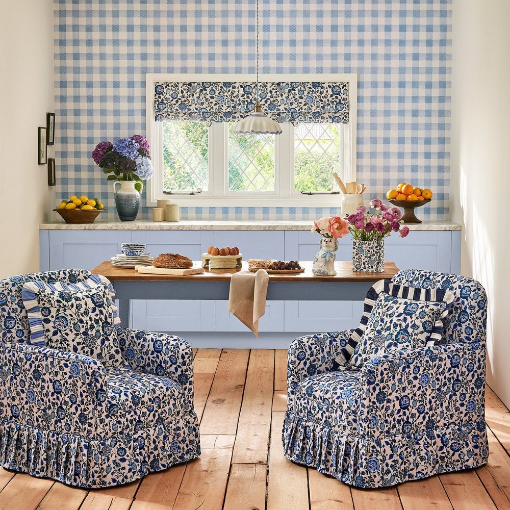 Painted Gingham Wallpaper - Blue - 125514 - Cath Kidston - Premier Wallcovering