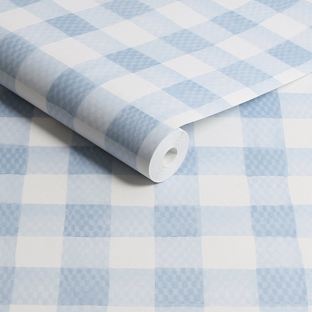 Painted Gingham Wallpaper - Blue - 125514 - Cath Kidston - Premier Wallcovering
