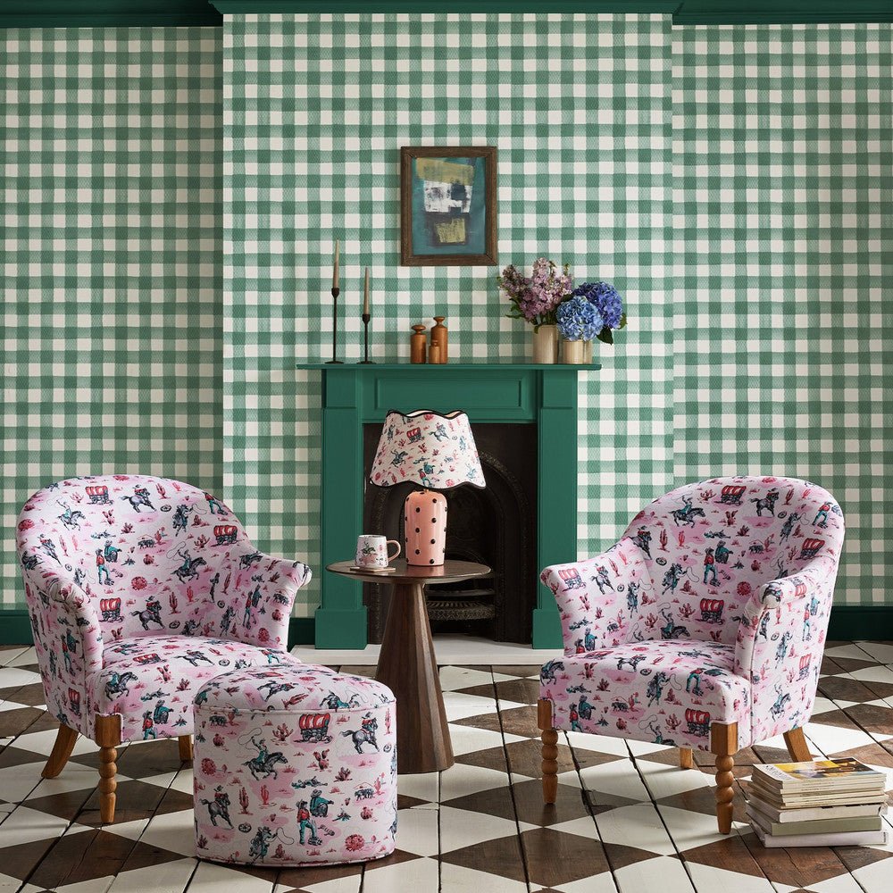 Painted Gingham Wallpaper - Green - 125516 - Cath Kidston - Premier Wallcovering
