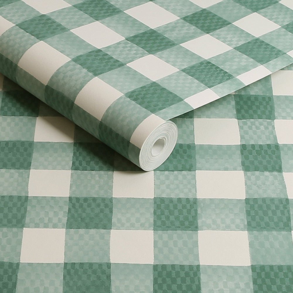 Painted Gingham Wallpaper - Green - 125516 - Cath Kidston - Premier Wallcovering