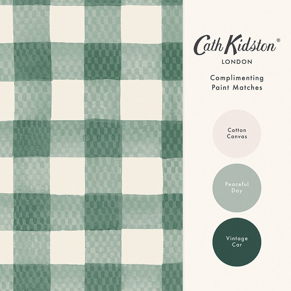 Painted Gingham Wallpaper - Green - 125516 - Cath Kidston - Premier Wallcovering
