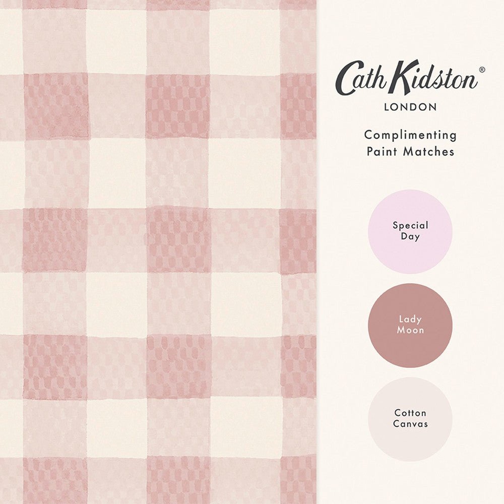 Painted Gingham Wallpaper - Pink - 125515 - Cath Kidston - Premier Wallcovering