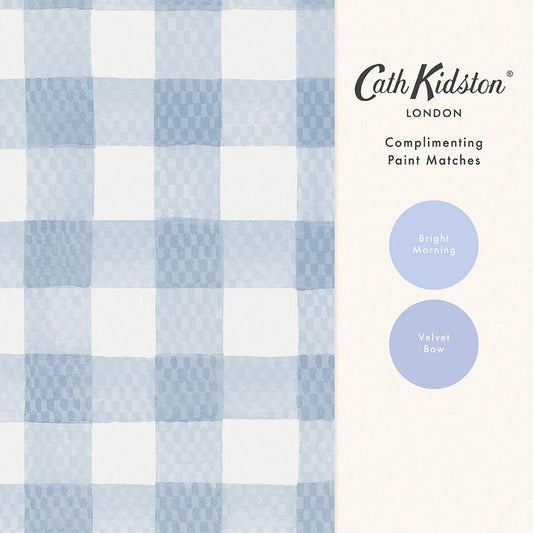 Painted Gingham Wallpaper - Blue - 125514 - Cath Kidston - Premier Wallcovering