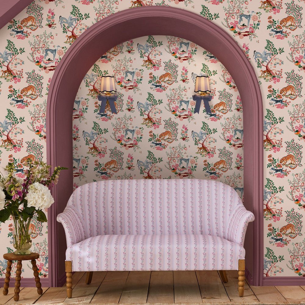 Painted Kingdom Wallpaper - Pink - 125528 - Cath Kidston - Premier Wallcovering