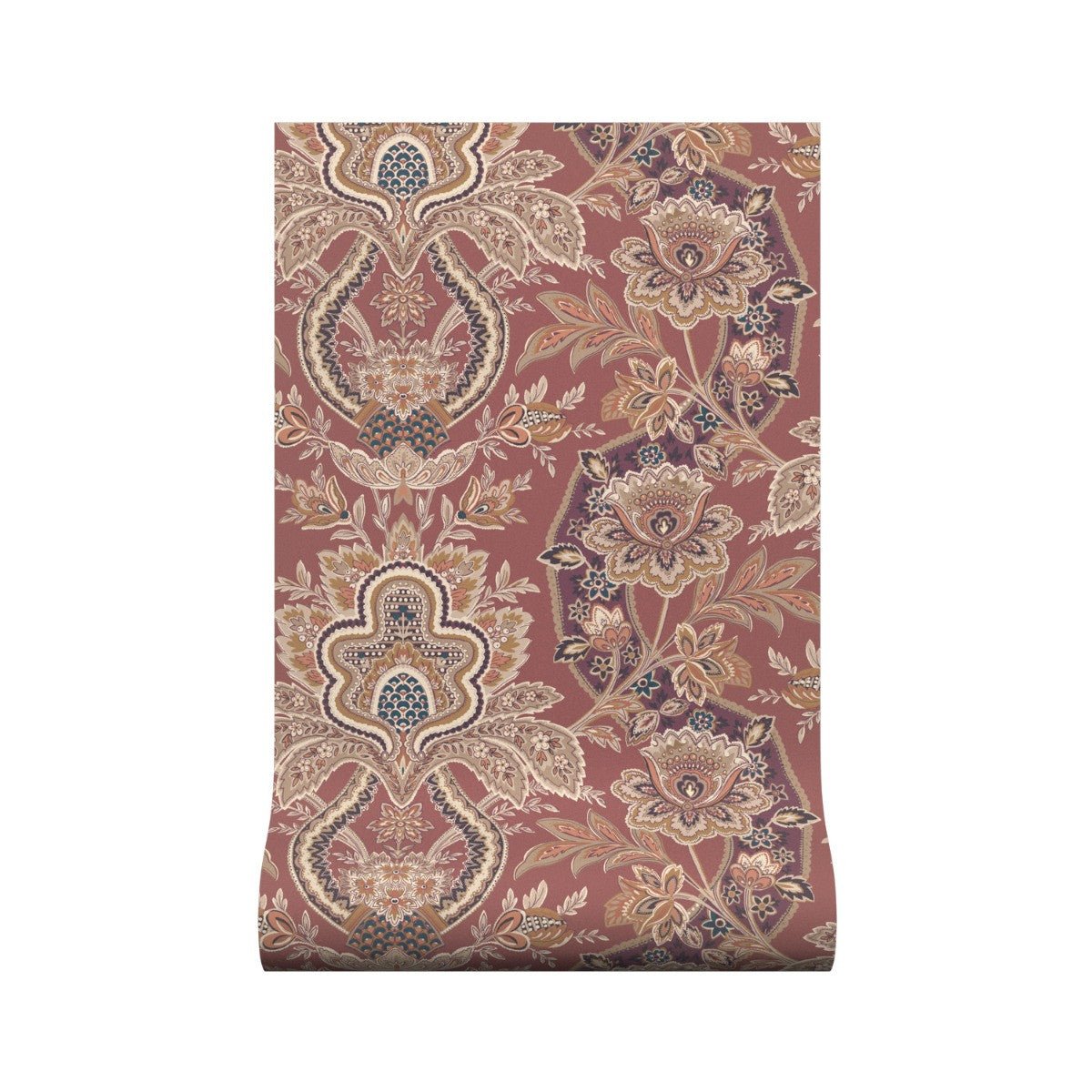 Paisley Damask Wallpaper - Cinnabar - Warner House - Premier Wallcovering