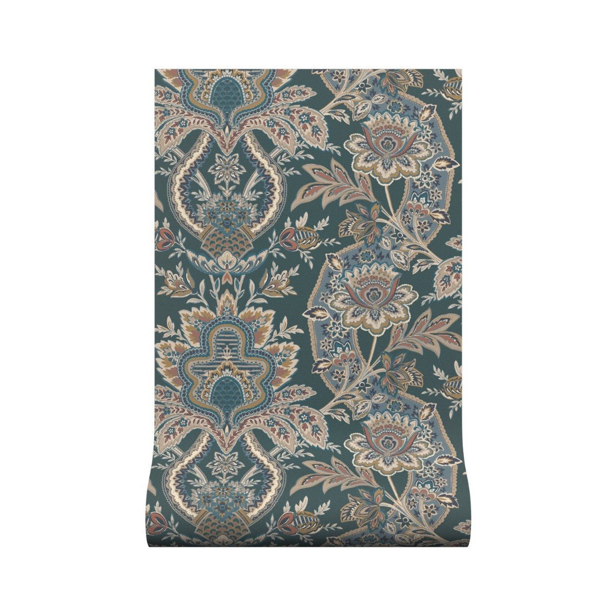 Paisley Damask Wallpaper - Teal - Warner House - Premier Wallcovering