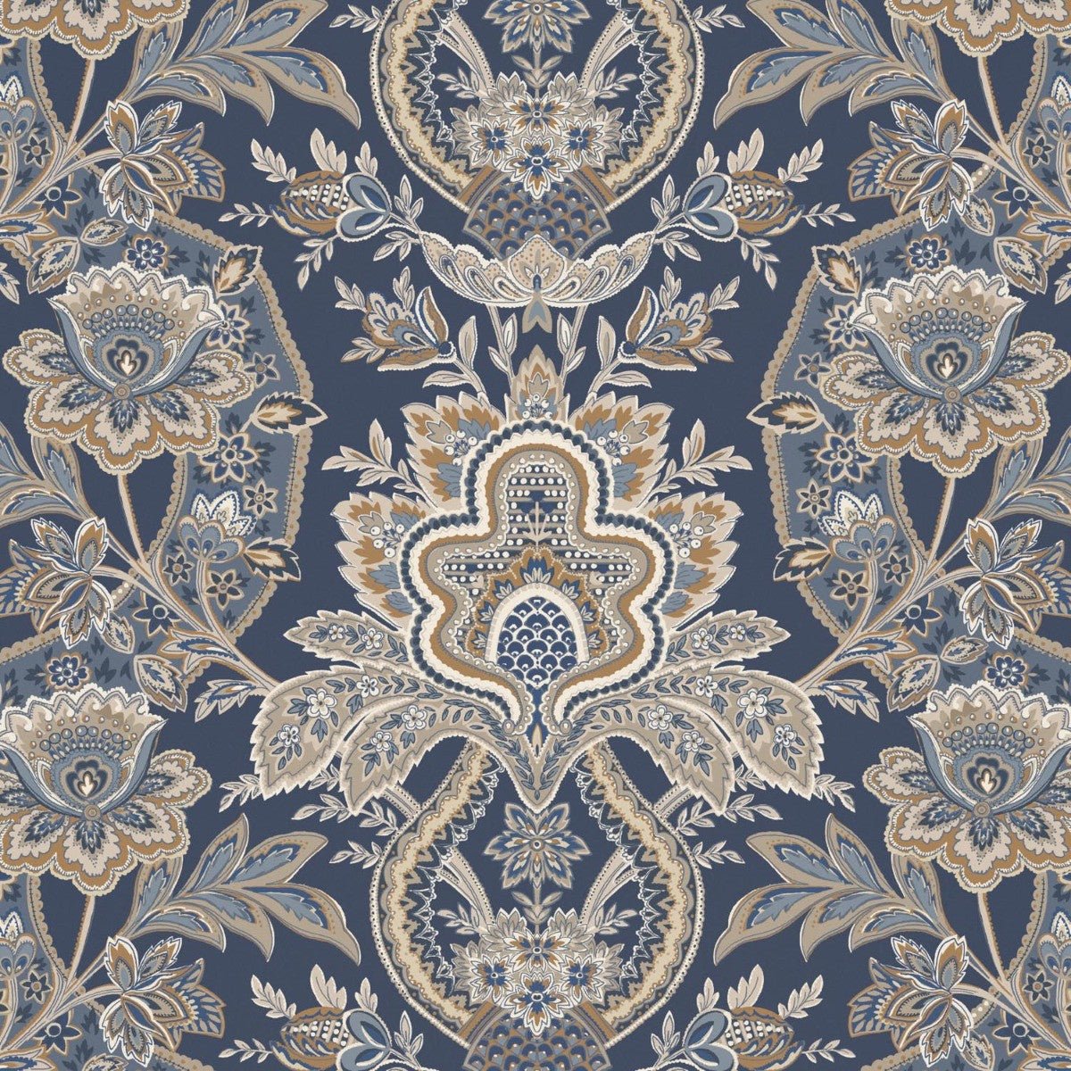 Paisley Damask Wallpaper - Navy - Warner House - Premier Wallcovering