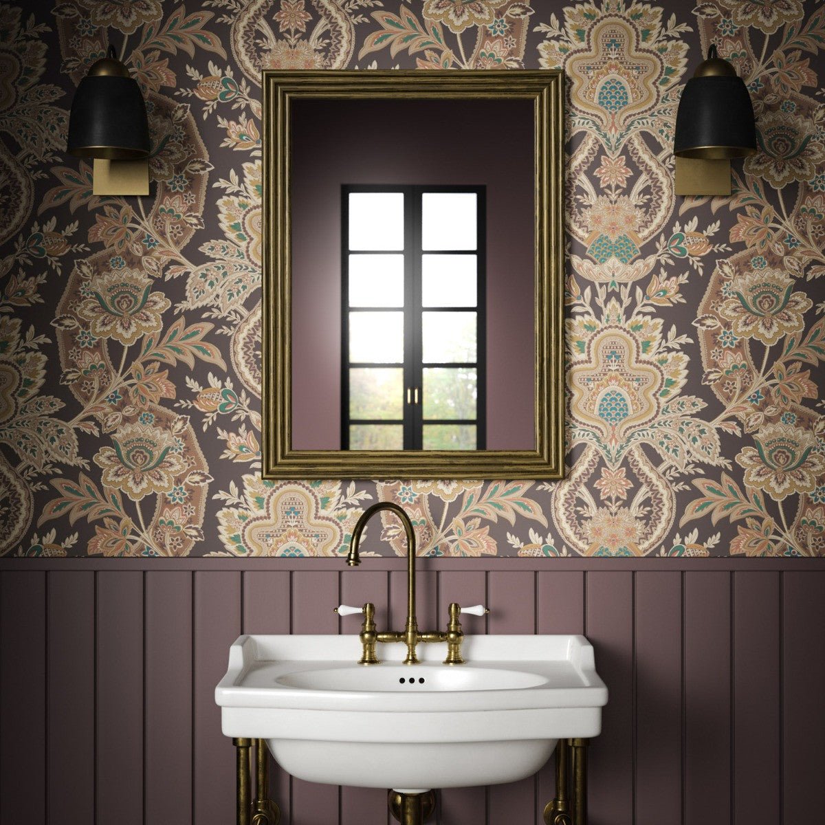 Paisley Damask Wallpaper - Spice - Warner House - Premier Wallcovering