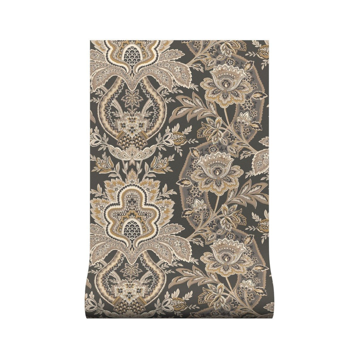 Paisley Damask Wallpaper - Espresso - Warner House - Premier Wallcovering