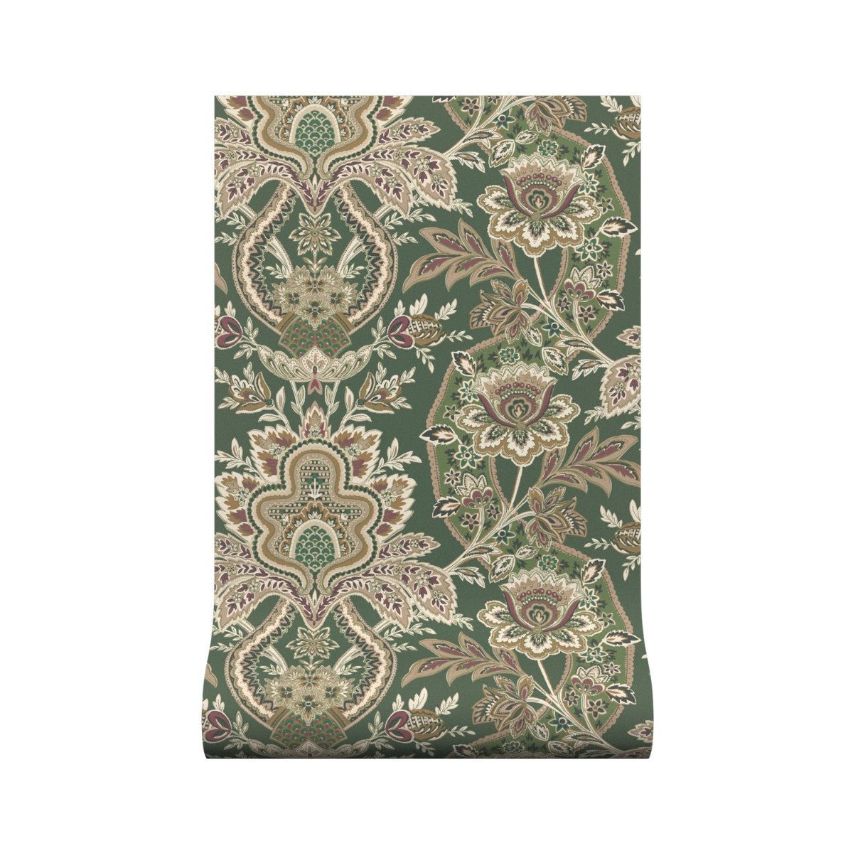 Paisley Damask Wallpaper - Forest - Warner House - Premier Wallcovering