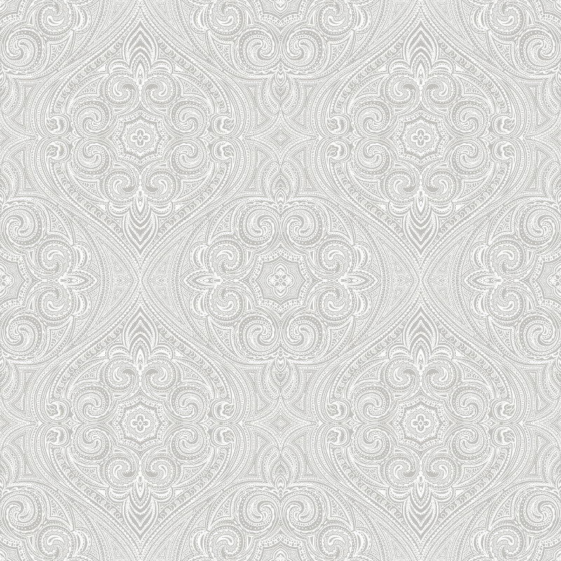 Paisley Motif Wallpaper - Silver - SK Filson - DE41866 - Premier Wallcovering