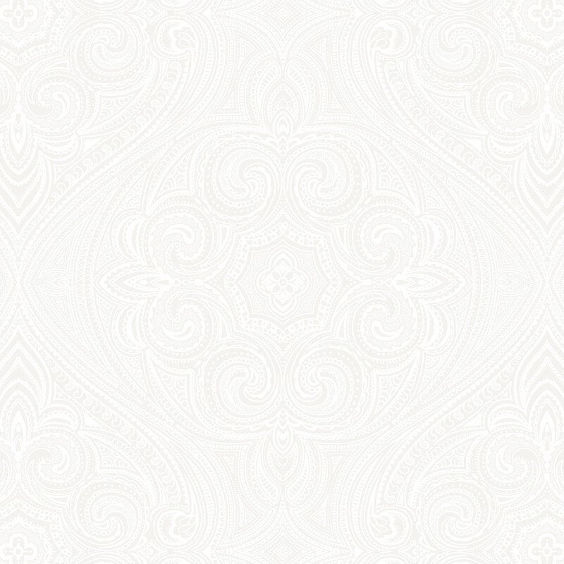 Paisley Motif Wallpaper - White - SK Filson - DE41852 - Premier Wallcovering
