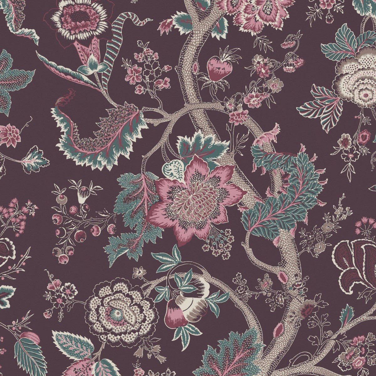 Palampore Wallpaper - Mulberry - Warner House - Premier Wallcovering