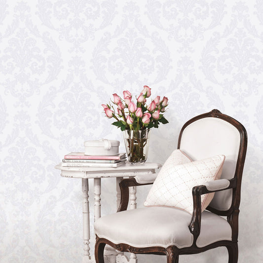 Palazzo Damask Wallpaper - Pale Lilac - Galerie - G67606 - Premier Wallcovering