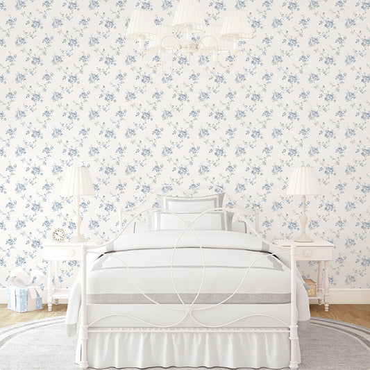 Palazzo Floral Trail Wallpaper - Blue / White - Galerie - G67630 - Premier Wallcovering