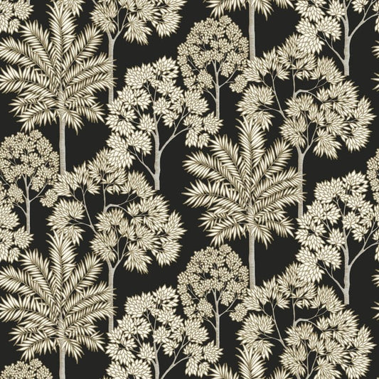 Palm Forest Tropical Metallic Wallpaper - Black/Gold - Grandeco - A71302 - Premier Wallcovering