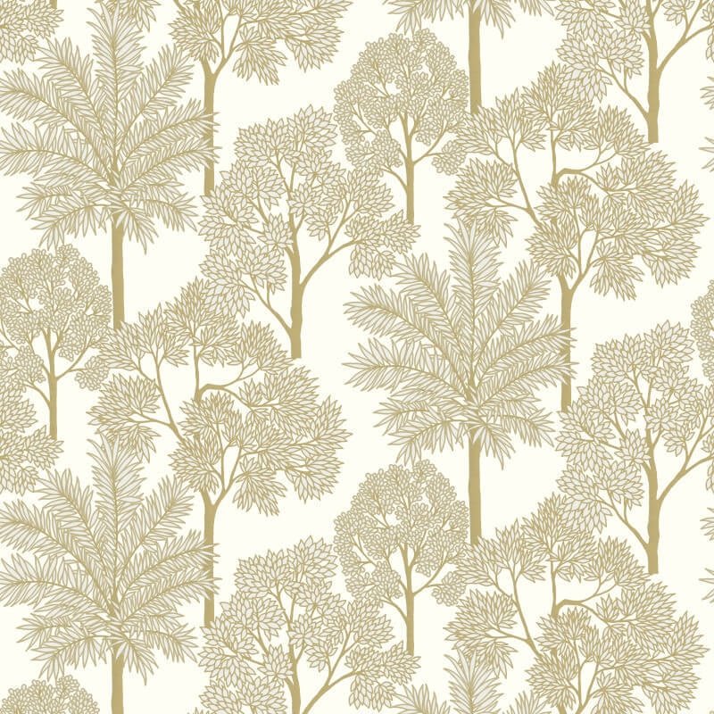Palm Forest Tropical Metallic Wallpaper - White/Gold - Grandeco - A71301 - Premier Wallcovering