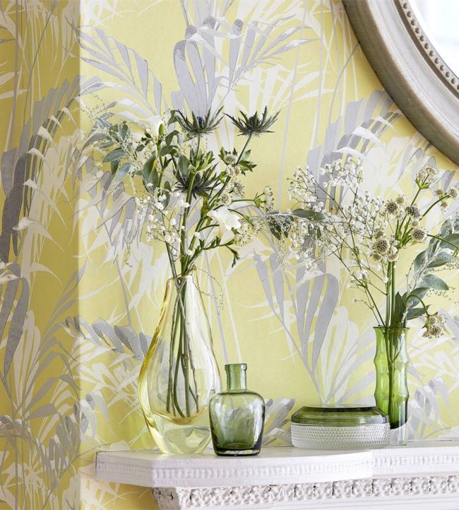 Palm House Wallpaper - Chartreuse/Grey - DGLW216642 - Sanderson - Premier Wallcovering