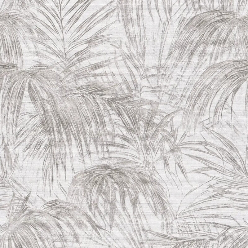 Palm Leaf Motif Wallpaper - White/Grey - Michalsky Living - 39981-3 - Premier Wallcovering