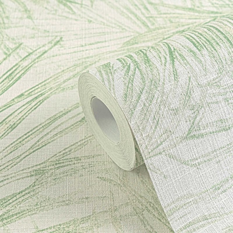 Palm Leaf Motif Wallpaper - Cream/Green - Michalsky Living - 39981-1 - Premier Wallcovering