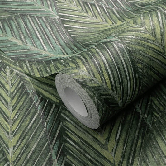 Palm Leaves Foliage Wallpaper - Green - Erismann - 10391 - 07 - Premier Wallcovering