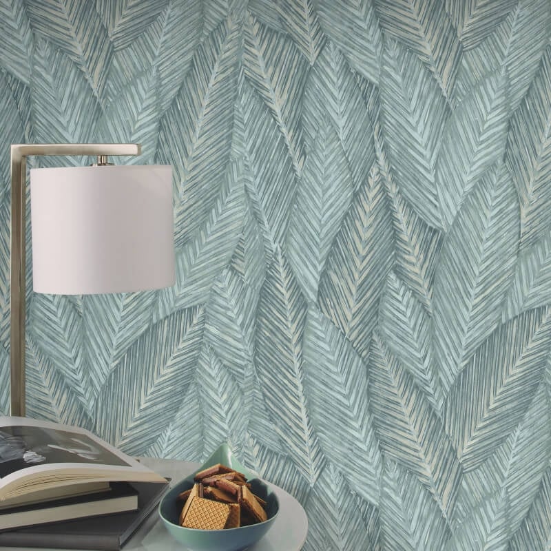 Palm Leaves Foliage Wallpaper - Light Blue - Erismann - 10391 - 35 - Premier Wallcovering