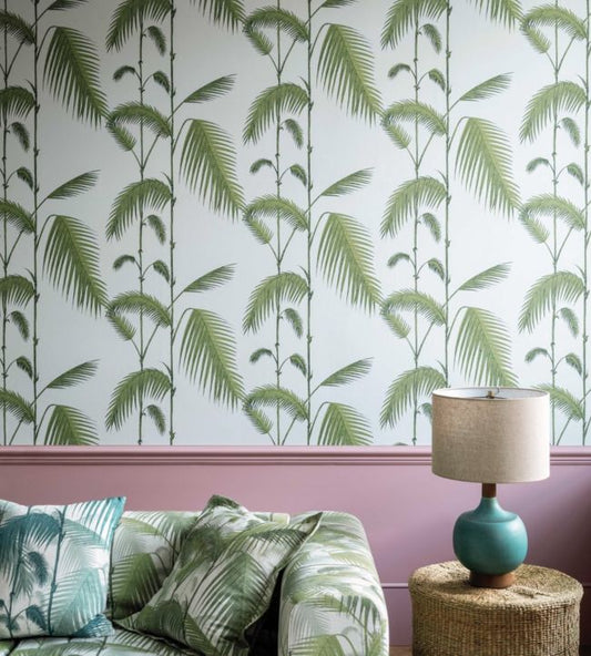 Palm Leaves Wallpaper - Leaf Green on Sea Foam - 66/2010 - Cole & Son - Premier Wallcovering