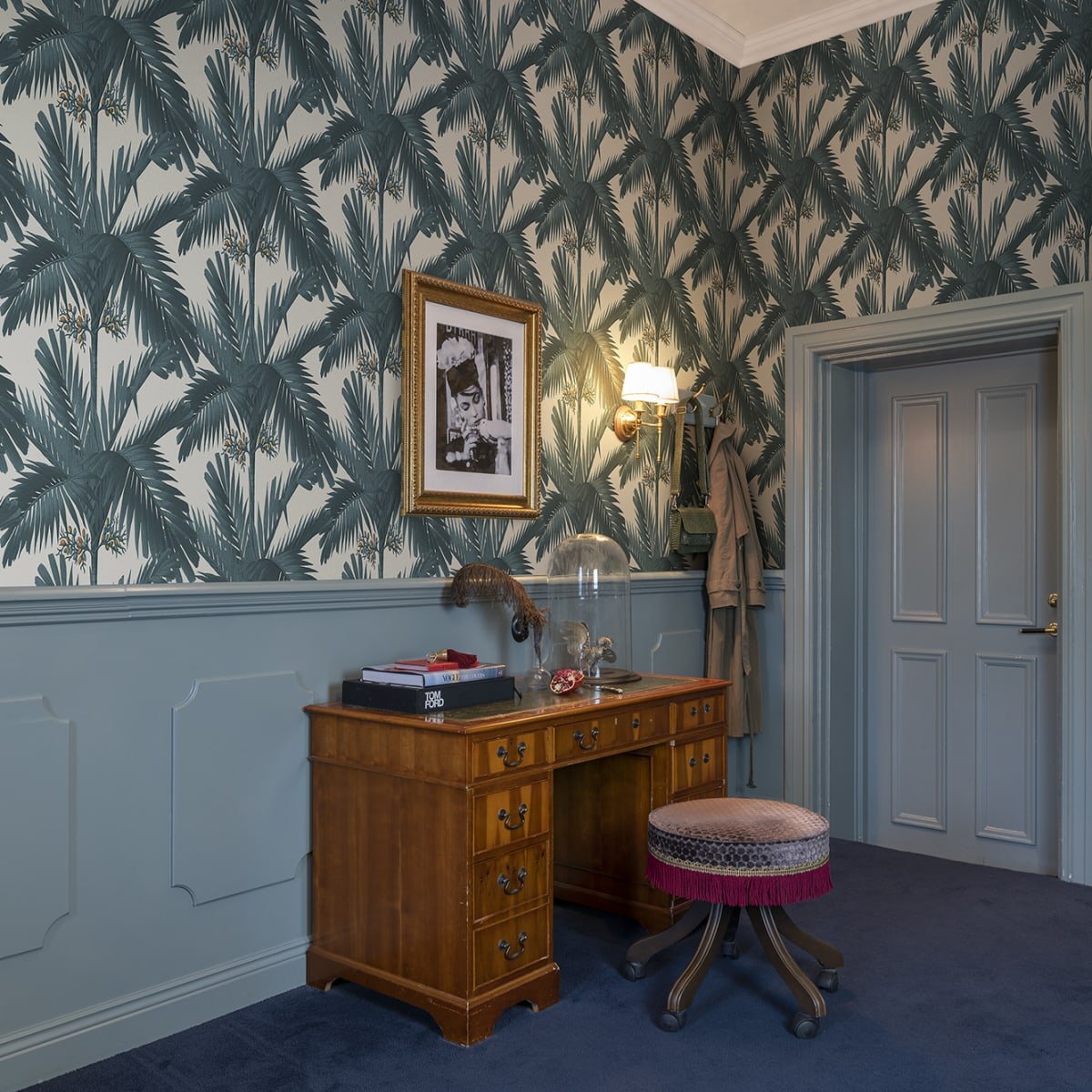 Palm Spring Wallpaper - Teal - Rebel Walls - R17571 - Premier Wallcovering