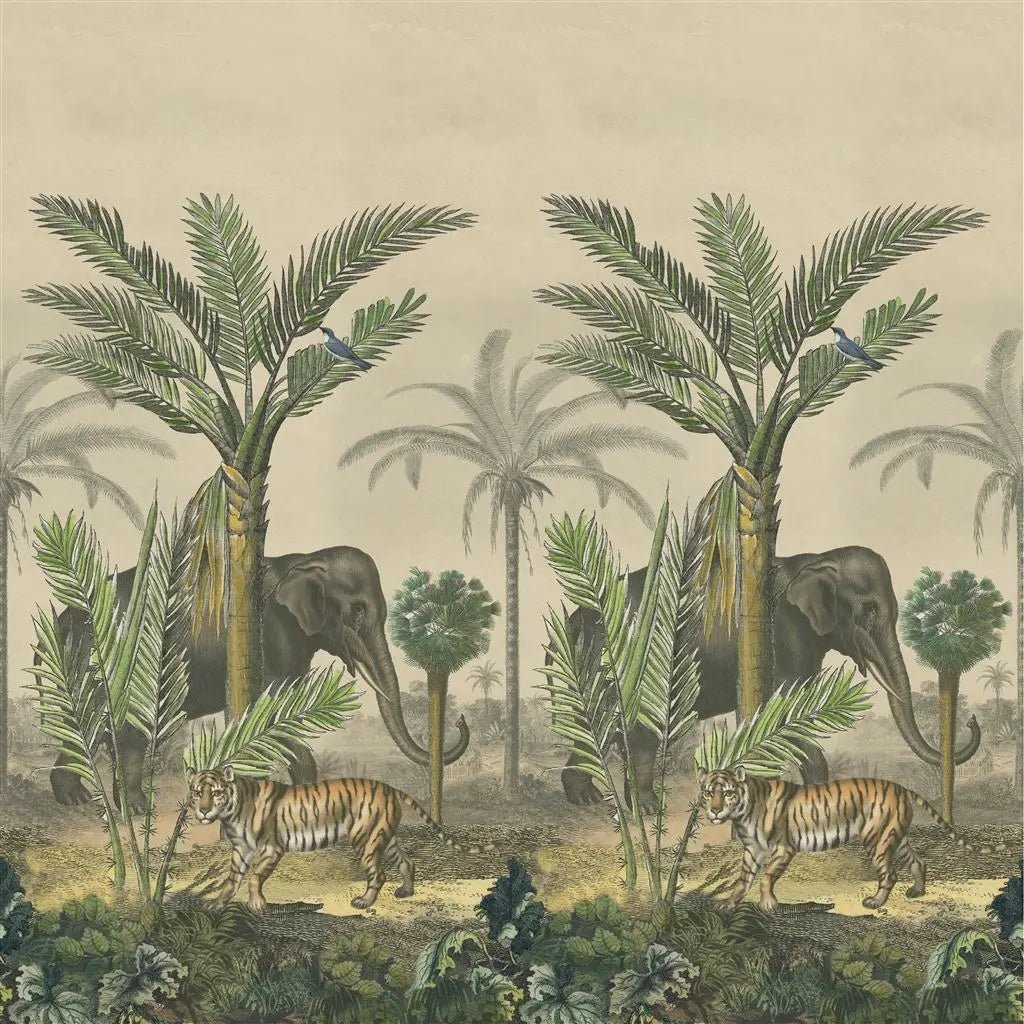 Palm Trail Scene 1 Wallpaper - Sepia - John Derian - PJD6007/01 - Premier Wallcovering