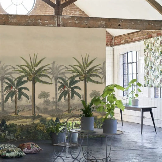 Palm Trail Scene 2 Wallpaper - Sepia - John Derian - PJD6008/01 - Premier Wallcovering