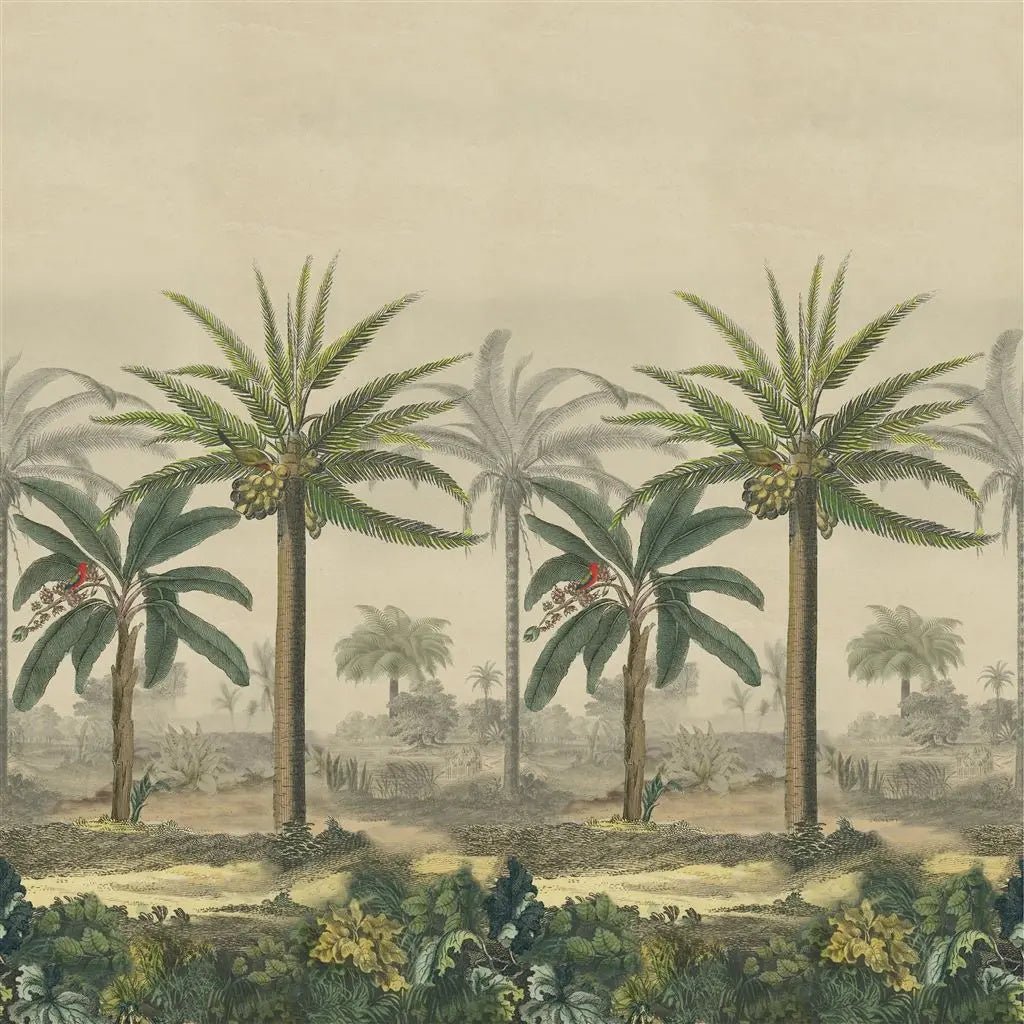 Palm Trail Scene 2 Wallpaper - Sepia - John Derian - PJD6008/01 - Premier Wallcovering