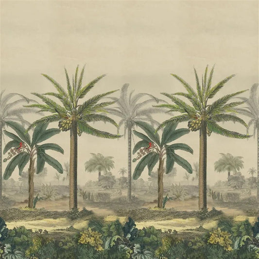 Palm Trail Scene 2 Wallpaper - Sepia - John Derian - PJD6008/01 - Premier Wallcovering