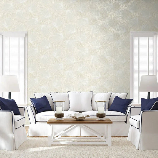 Palmate Leaf Frond Wallpaper - Pearl - NextWall - NW60100 - Premier Wallcovering