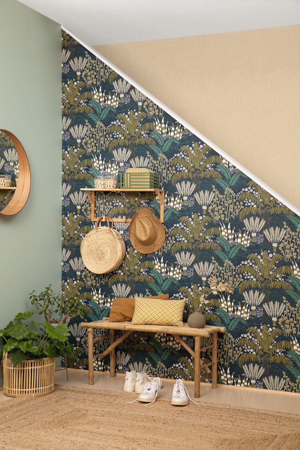 Palmeraie Wallpaper - Bleu Nuit - Caselio - 103696072 - Premier Wallcovering