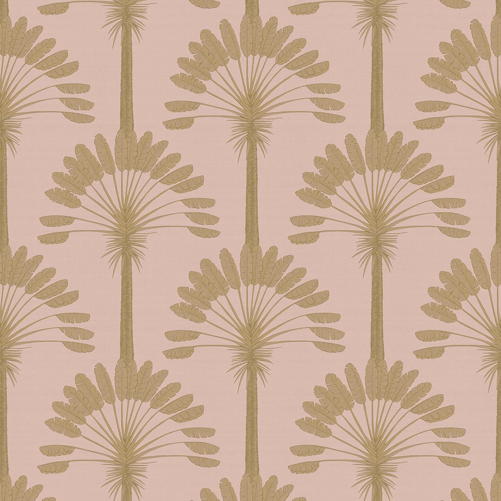 Palmette Wallpaper - Dusty Pink and Gold - LAN100195 - Lucie Annabel - Premier Wallcovering
