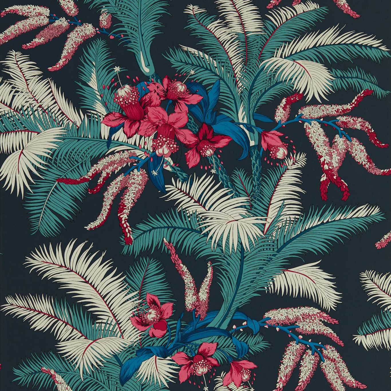 Palmetto Wallpaper - Black Cherry - 510033 - Morris & Co - Premier Wallcovering