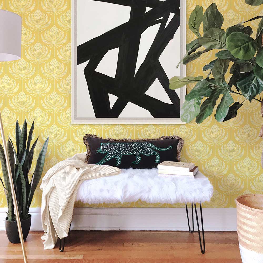 Palmier Wallpaper - Yellow - A Street Prints - FD26427 - Premier Wallcovering