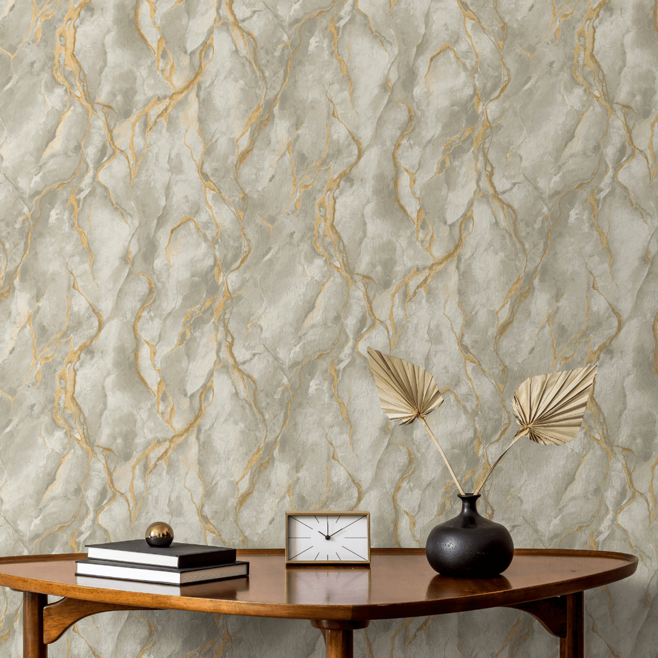 Pandora Vasari Wallpaper - Grey & Gold - Rasch - 400129 - Premier Wallcovering