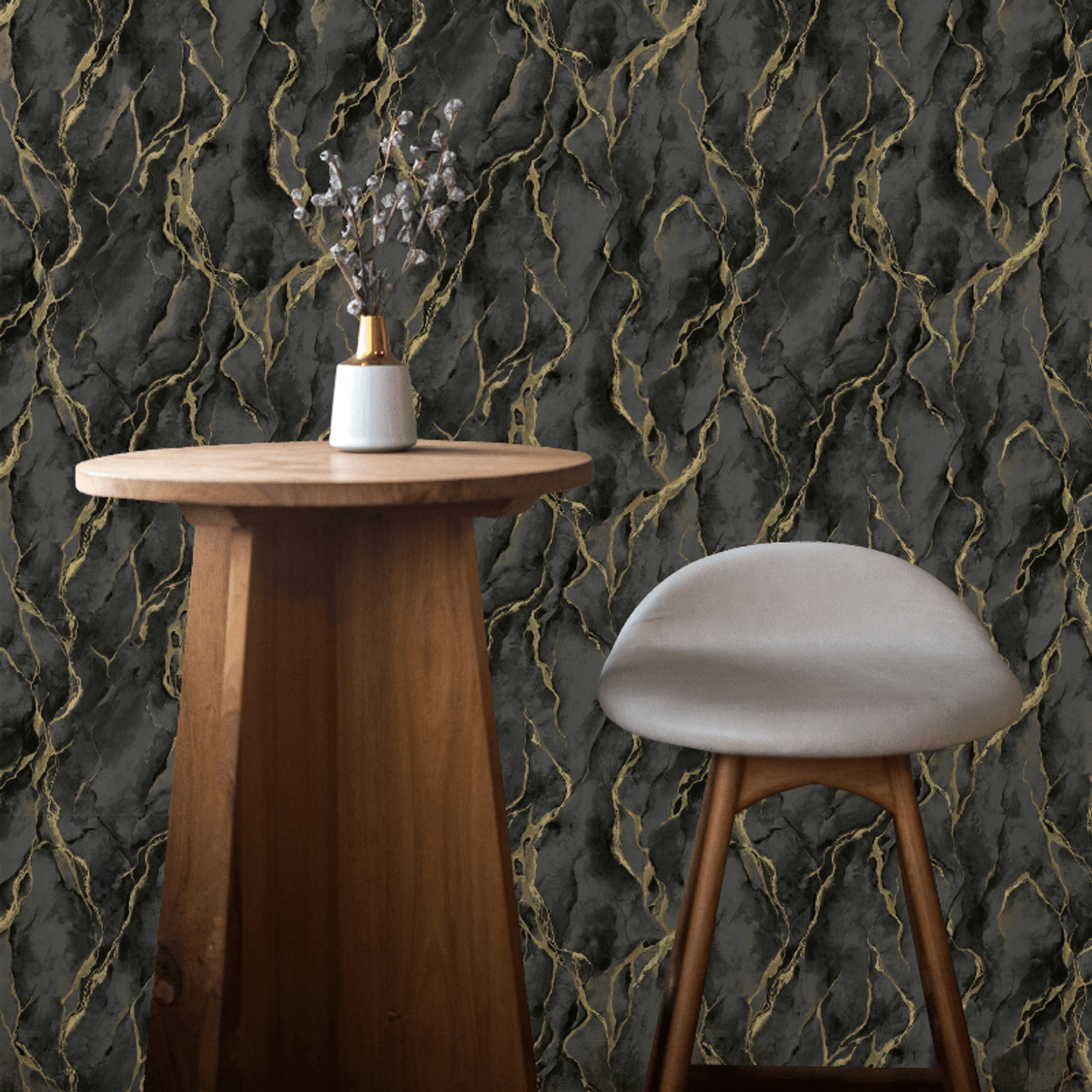 Pandora Vasari Wallpaper - Black & Gold - Rasch - 400136 - Premier Wallcovering