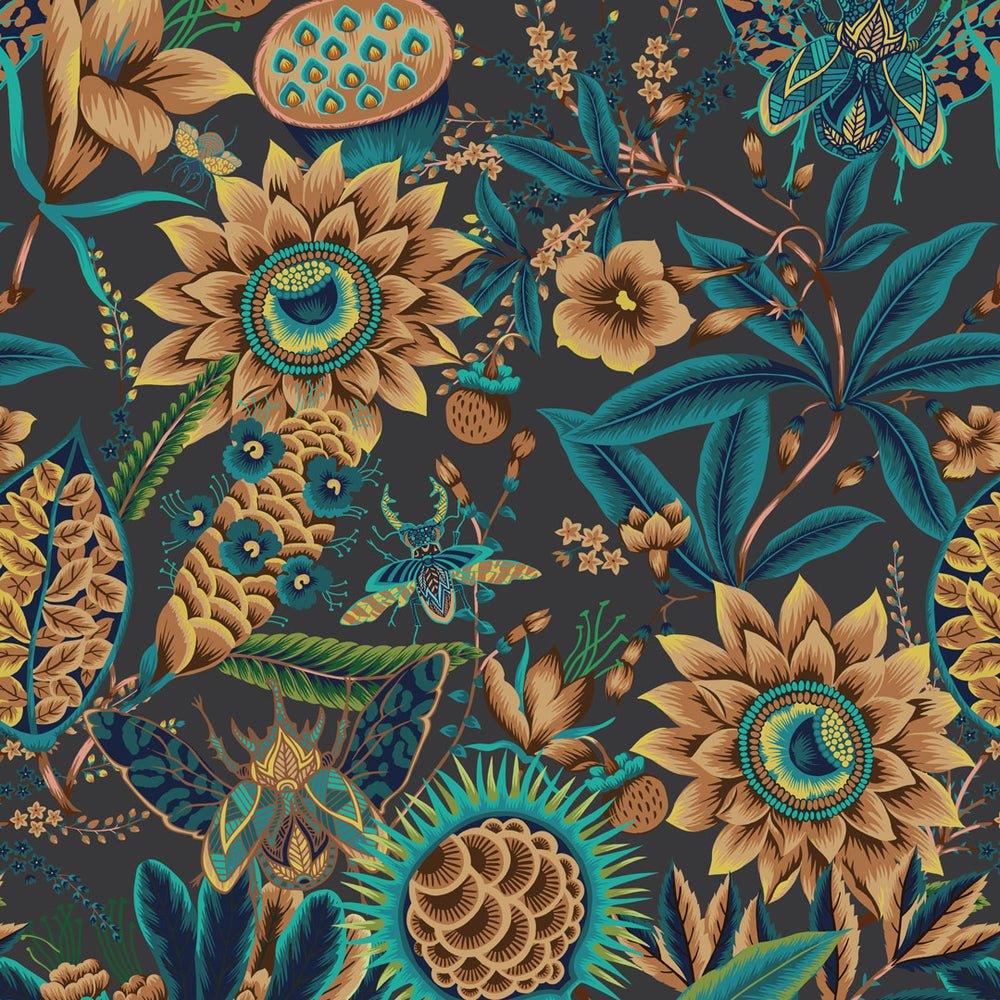 Pandora Wallpaper - Emerald, Teal & Ochre - Lust Home - LH900384 - Premier Wallcovering